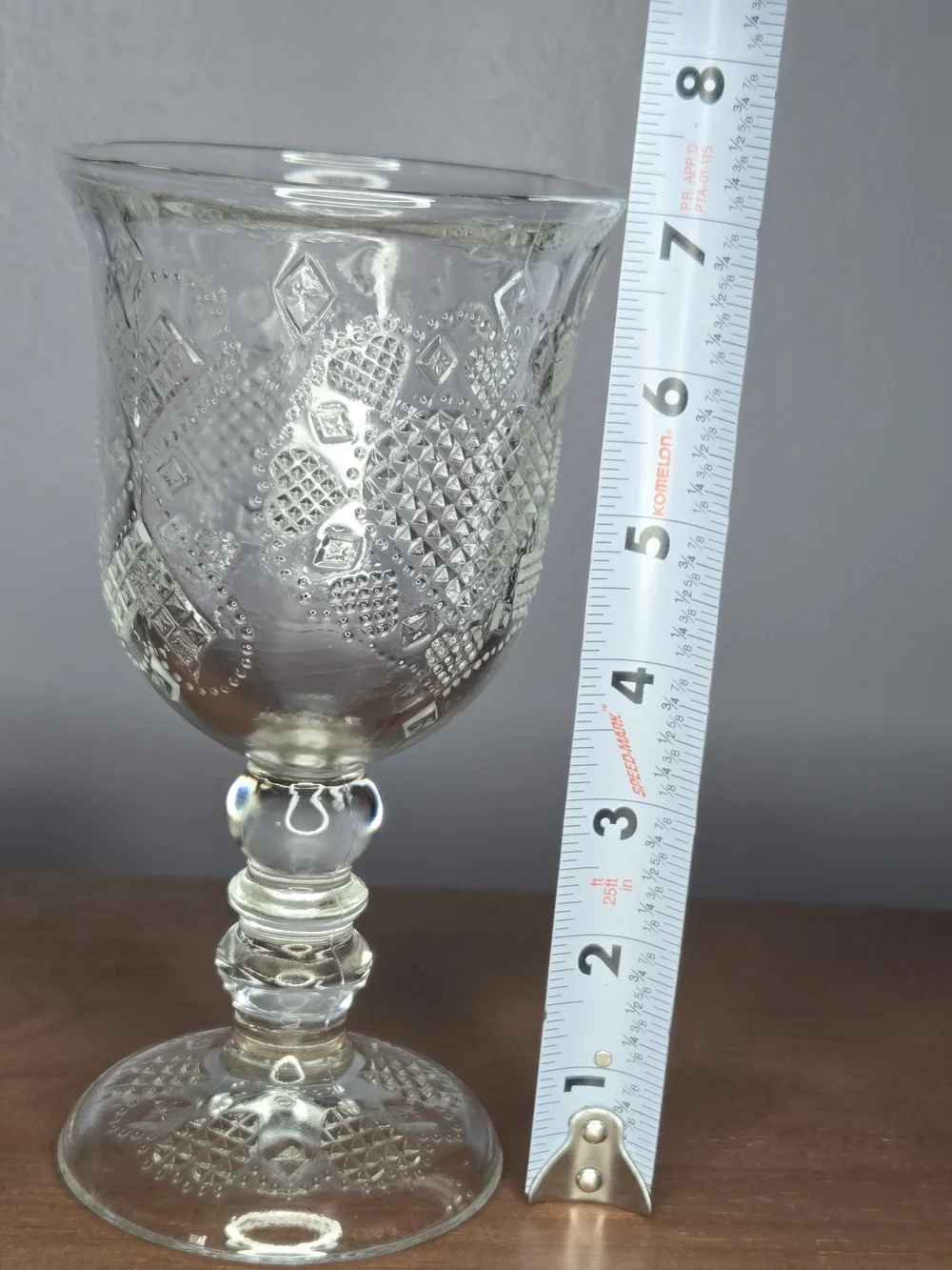 1978 Fostoria Avon Hearts And Diamonds Clear Pressed Glass Goblet Wine Glass